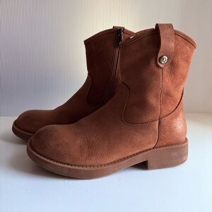Faux Fur Lined Cognac Suede Ankle Boots